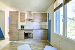 Cuisine Cottage Nature le Syrah logement airbnb Brens