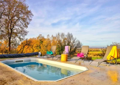 Garden with countryside views and in-ground pool