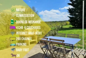 Nature, air conditioning, charging station, 4 bedrooms, sleeps 6, high-speed internet, 200 channels, parking, table soccer, pets allowed Grand Cottage Nature Bien Etre