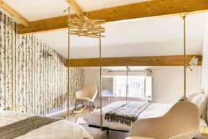 Loft Nature Bien Etre rental cottage airbnb room with 2 double beds suspended effect Tarn