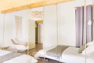 Loft Nature Bien Etre rental cottage airbnb room with 2 double beds suspended effect Tarn