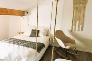 Loft Nature Bien Etre rental cottage airbnb room with 2 double beds suspended effect Tarn