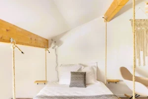 Loft Nature Bien Etre rental cottage airbnb room with 2 double beds suspended effect Tarn