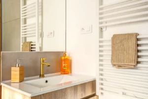 Master bedroom with queen-size bed, walk-in closet and en-suite shower room