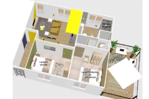 3d plan of the apartment Le Cottage Loin de L'oeil, holiday cottage in Tarn