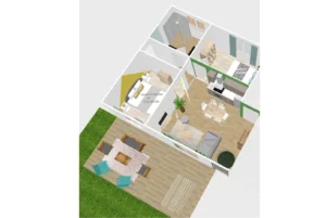 3d plan of the apartment Le Cottage Primeur, holiday cottage in Tarn