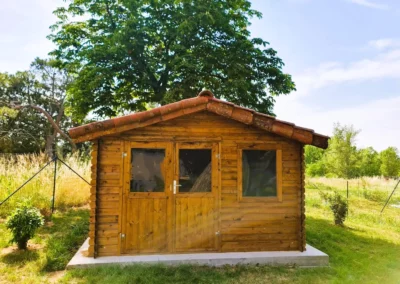 Outdoor bike shelter in the Brens countryside