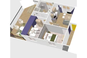 3d plan of the apartment Le Cottage Syrah, holiday cottage in Tarn