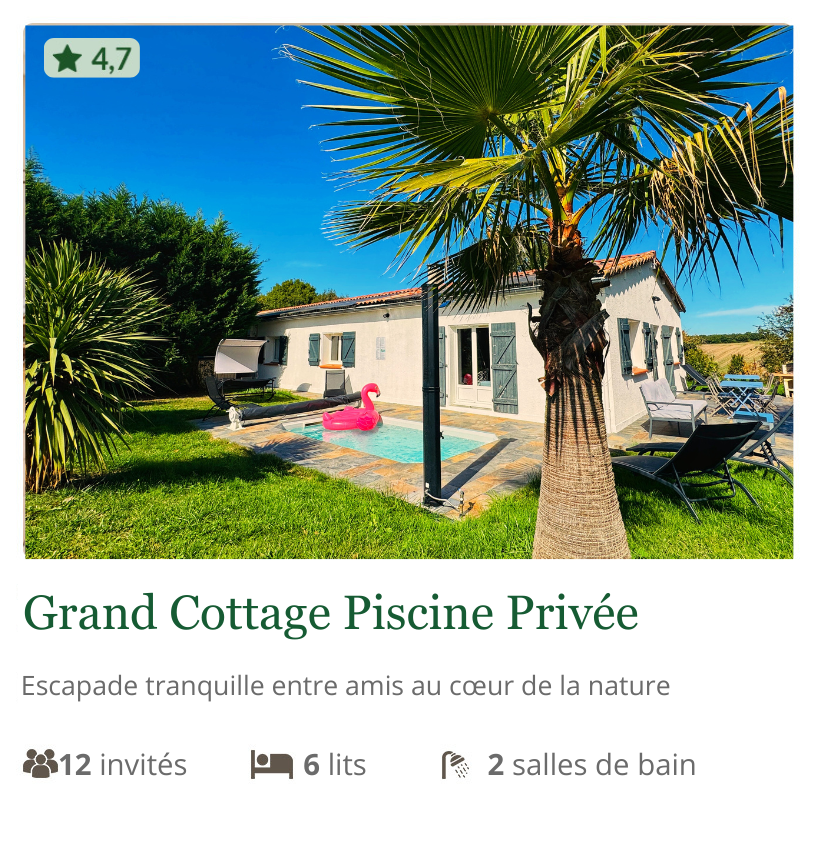 FR-Grand Cottage Grand Cottage Nature Bien Etre vacance airbnb, 12 invités, 6 lits et 2 salles de bain